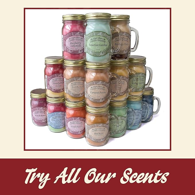 Our Own Candle Company, Fresh Peach Scented Mason Jar Candle, 100 Hour Burn Time, 13 Ounces