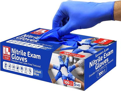 NITRILE 4 Mil Thick Gloves Disposableatex-Free & Powder-Free (100 Count, Medium, Blue)