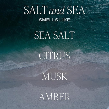 Sweet Water Decor Salt and Sea Scented Soy Candles – Sea Salt, Citrus, Musk, Amber – Fresh Coastal Aroma – 50 Hour Burn – 12oz Tinted Glass Jar for Home Decor and Bedroom Decor