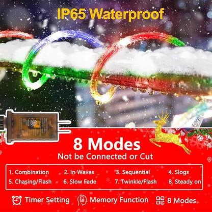 KNONEW 164FT 500LED Rope Lights for Outside,Outdoor String Lights Waterproof 8 Modes Clear Tube Light for Indoor,Bedroom,Wedding,Garden,Patio,Christmas,Tree,Rv,Holiday Decoration(Multicolor)