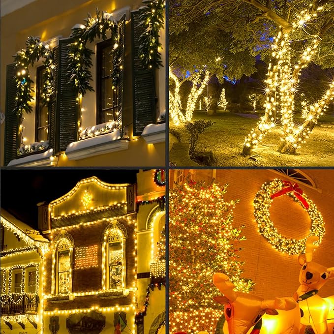 600LED (12pk of 50L) String Lights,LED Christmas Lights, 6" SPACING,Green Wire,Yellow