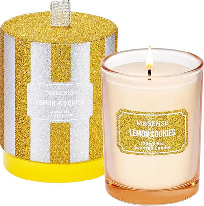 M&SENSE Lemon Scented Candles, Christmas Candles 8.8 oz, Vanilla Winter Holiday Candles Gifts for Women,Soy Candle for Winter Christmas Decor, 50 Hours Long Burning Candle