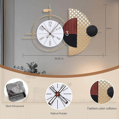 31x19 Inch Wall Clocks Battery Operated Silent Non Ticking for Living Room, Decorative Analog Clocks for Home Decor, Dining Room, Kitchen, Bedroom, Office