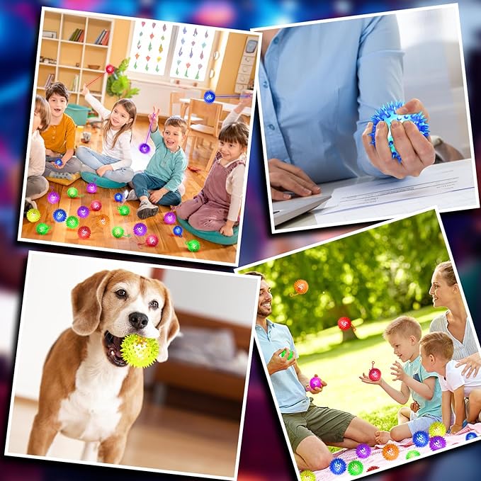 36PCS Light Up Ball, Bouncy Balls for Kids, 6 Colors Flashing Squeaky Ball, Light Up Toys, Balls for Toddlers 1-3, Glow in The Dark Party Favors for Teens, Adults, Children