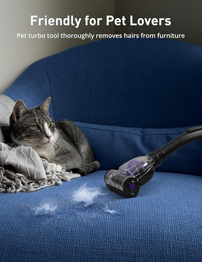 Aspiron 1700W Canister Vacuum Cleaner, 32Kpa Bagless Vacuum Cleaner, Multi-Cyclonic Filtration, 2 Anti-Allergen HEPA Filters, 3.5QT Dust Cup, 4 Tools, Corded Vacuum for Hard Floor, Pet Hair, Violet