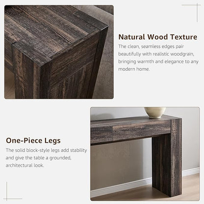 OKD Modern Entryway Console Table, Sofa Table with Drawers, 63" Long Hall Table Behind Couch, Thick Wood Design for Living Room, Hallway - Dark Rustic Oak