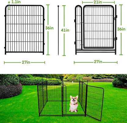 Garden Fencing 36 inch High, 14 Panels Total 31 Ft(L), Gate 21 inches Wide with Low Sills. Garden Fence with Gate, Anti Dig Fence Barrier, Flower Bed Fencing, Dog Fences for The Yard