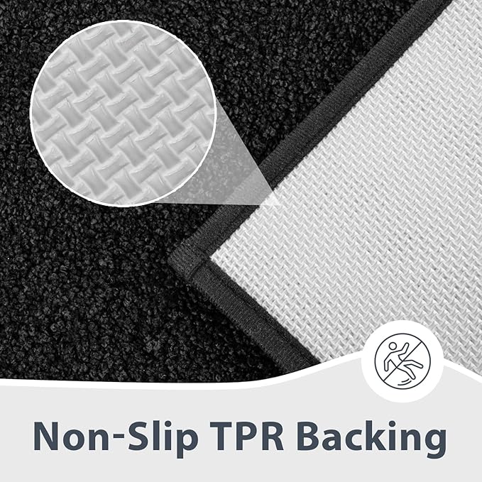 Bathroom Rugs 30" x 46", Non-Slip Extra Soft Absorbent Bath Rugs, Machine Washable Quick Dry Bath Mats for Bathroom Floor, Shower, Bathtub and Sink, Black