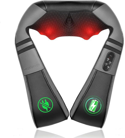 Medcursor Neck Massager with Heat for Pain Relief Deep Tissue, Rechargeable, Shiatsu Neck and Shoulder Massager, Ideal Gifts for Men, Women, Mom & Dad