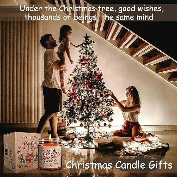 Christmas Gifts for Women & Men - Lavender Eucalyptus Scented Candles 7oz, Natural Soy Wax for Home Aromatherapy, Christmas Candles Gifts for Women