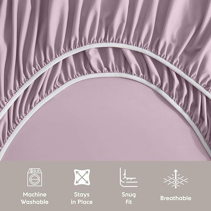 Nestl Split King Sheet Set - 1800 Ultra-Soft Microfiber Bed Sheets - Double Brushed - Deep Pockets - Easy Fit - 5 Piece Set - Bed Sheets & Pillowcases (Split King, Dusty Purple)
