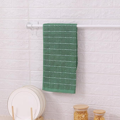 Mordimy 100% Cotton Terry Cloth Kitchen Towels, Super Soft and Absorbent Dish Towels for Drying, Checkered Designed Hand Towels for Kitchen, 16 x 26 Inches, 6 Pack, Grass Green
