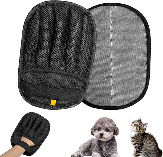 2 pairs of pet grooming gloves, suitable for cats and dogs. Five-finger static pet grooming gloves. Reusable pet grooming tools for sofas, clothes, pet beds and carpets. (Five finger style)