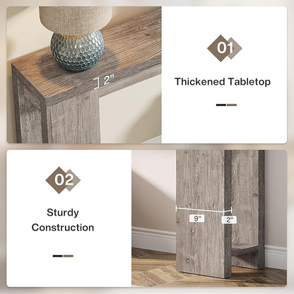 Tribesigns 70.9-Inch Extra Long Console Table, Farmhouse Wood Sofa Table Behind Couch, Narrow Entryway Accent Table for Living Room, Hallway, Entrance, Foyer, Grey