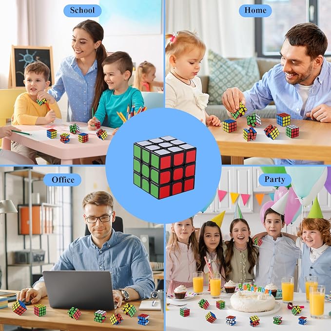 12 Pack Mini Cube Puzzles Perfect for Kids Birthday Party Favors, Classroom Prizes, School Rewards Stress Relief Toys and Easter or Christmas Stocking Stuffers Great as Goody Bag Fillers