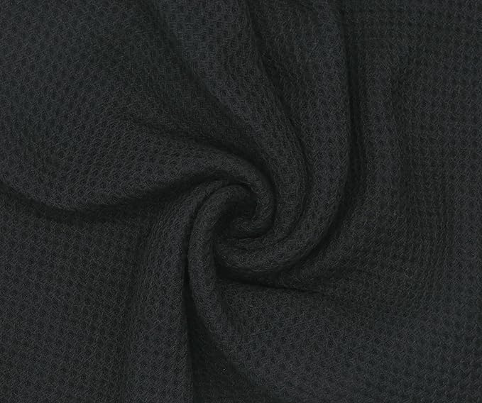 Mia'sDream Cotton Kitchen Towels and Dish Cloths Sets, Waffle Weave Dish Towels for Kitchen Drying Dishes, Soft and Absorbent Kitchen Hand Towels Washcloths, 13inch x 28inch 3 Pack (Black)