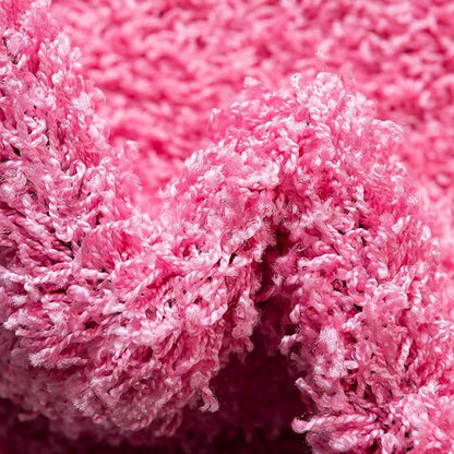 Unique Loom Solid Shag Collection Area Rug (4' 1" Round, Taffy Pink)