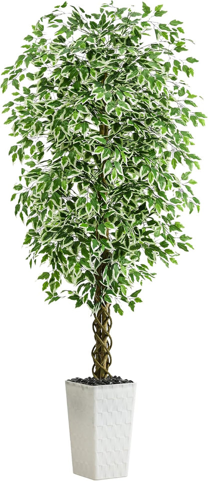 Artificial Ficus Tree (1, Crack-White, 6FT)