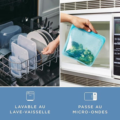 Stasher Premium Silicone Reusable Food Storage Stand-Up Bag Mega, Clear, Microwave, Sous Vide, Dishwasher, Oven and Freezer Safe, BPA Free, Leak-free, Eco-friendly, 104 Oz
