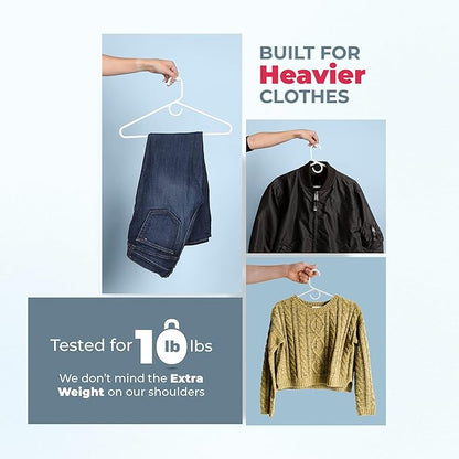 Neaties Heavy Duty Clothes Hangers 100+ Pack (216 Count) – Made in The USA – 8lb Capacity Plastic Hangers for Adult Clothing – Durable for Pants, Coats, Jackets, or Jeans – White & Blue