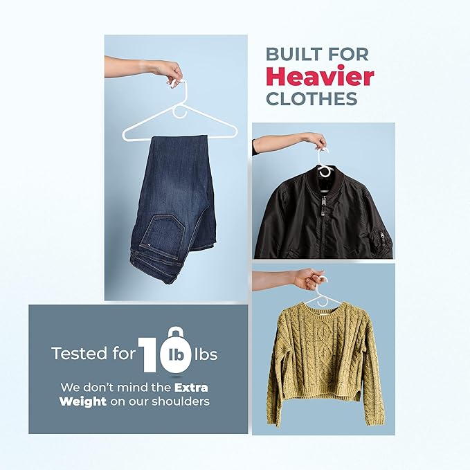 Neaties Heavy Duty Clothes Hangers 100+ Pack (216 Count) – Made in The USA – 8lb Capacity Plastic Hangers for Adult Clothing – Durable for Pants, Coats, Jackets, or Jeans – Gray