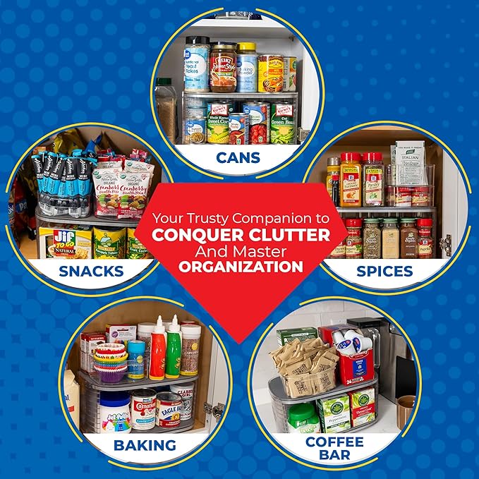 Mighty Susan Kitchen Organizer for Canned Goods: 2-Tiered Robust Turntable Organizer for Cabinet/Pantry. Steel Reinforced Holds Up To 30 lbs. Rotates 360° for Maximum Visibility. Includes 4 Bonus Bins
