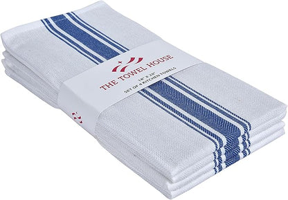 100% Cotton Herringbone Kitchen Towels – Ultra Absorbent, Fast-Drying Dish Towels – Soft, Lint-Free & Durable Tea Towel with Hanging Loop – Oversized 18x28 Inches – Red (Set of 4)