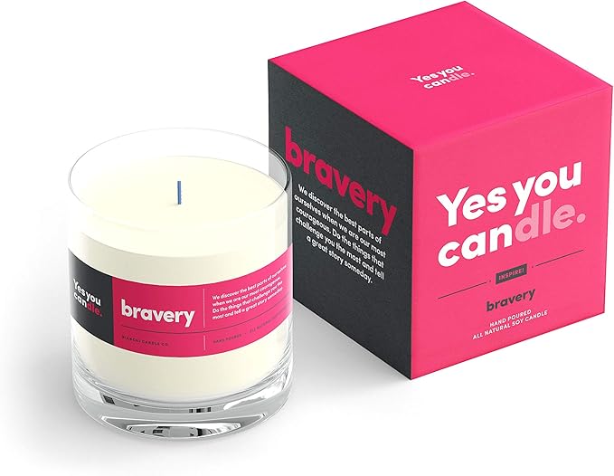 Bravery, Citrus &Sage, Highly-Scented, Inspirational Soy Candle, Made in USA, Great Message, Pure Essential Oils, Aromatherapy, 8 oz