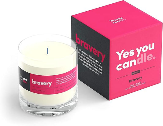 Bravery, Citrus &Sage, Highly-Scented, Inspirational Soy Candle, Made in USA, Great Message, Pure Essential Oils, Aromatherapy, 8 oz