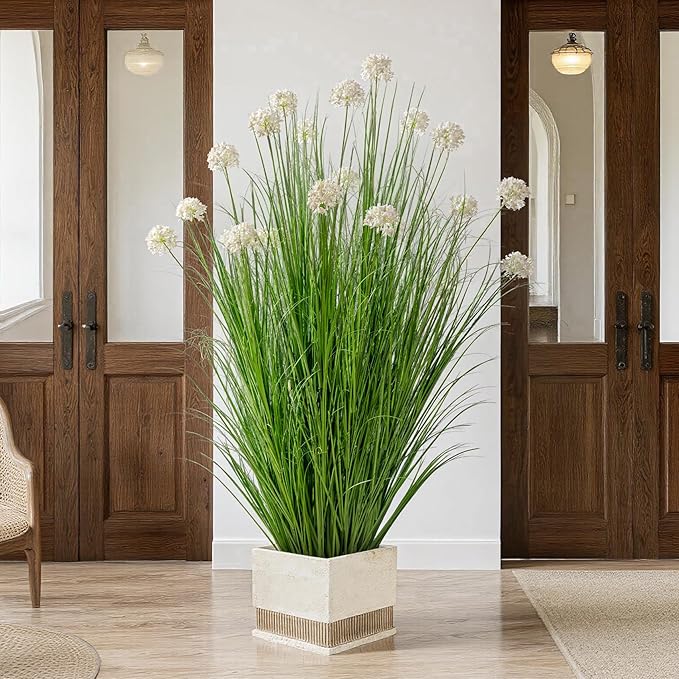 57in Lifelike Artificial Tall Grass Plant with 19 Lifelike Dandelion Flower and Non-Toxic,odorless Fake Tall Frass Plant Fake Plants for Indoor Decoration,Home Decor