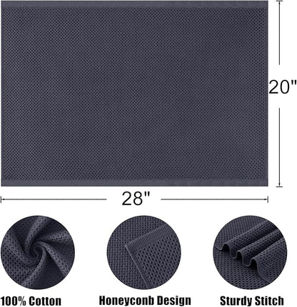 Kitinjoy 100% Cotton Waffle Weave Kitchen Towels, 4-Pack Super Soft and Absorbent Dish Towel for Drying Dishes, Kitchen Hand Towels, 20 in x 28 in, Dark Grey