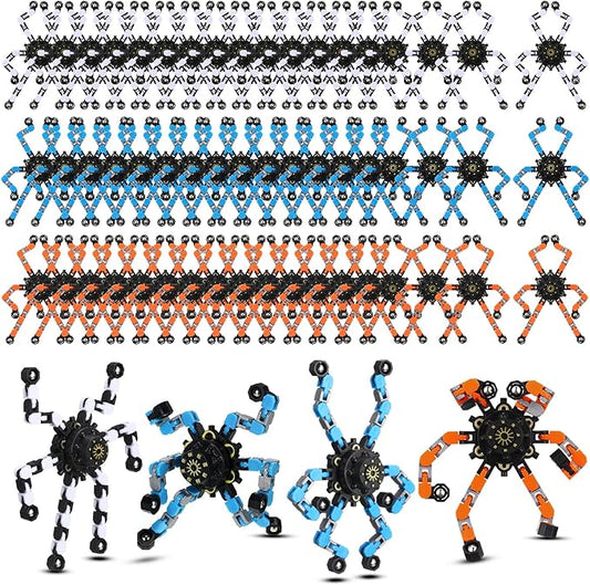 Jerify 40 Pack Funny Sensory Fidget Toy Transformable Chain Robot Finger Toy DIY Robot Mechanical Spinners Stress Relief Autistic Gifts for Adult Teen Prize Stuffer Party Favor (Cute,Fresh Color)