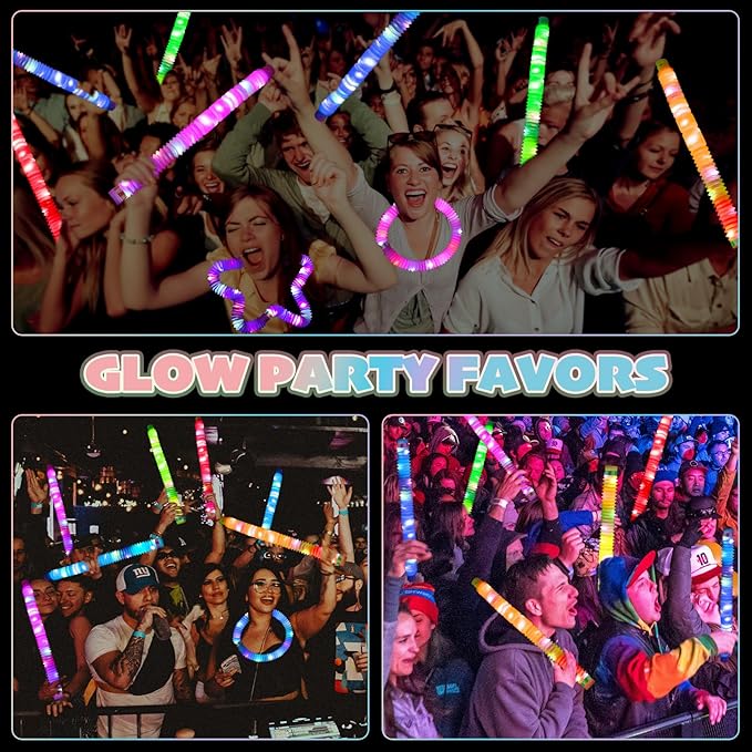 36 Pack Glow Sticks Party Favors Light Up Pop Tubes Sensory Toys LED Glow Sticks Camping Necklaces Bracelets Birthday Goodie Bag Stuffers Classroom Prizes Gifts Halloween Easter