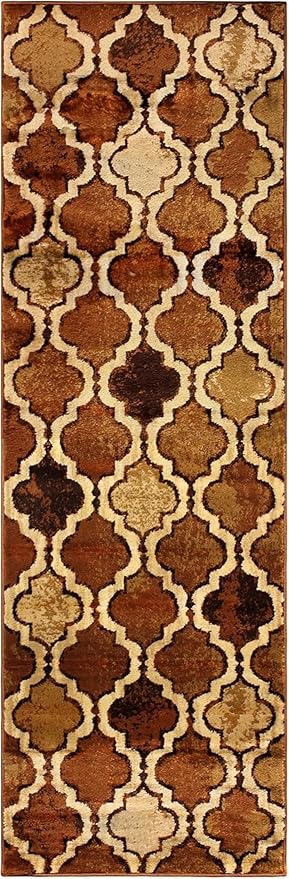 Superior Indoor Small Area Rug, Jute Backed, Perfect for Living/Dining Room, Bedroom, Office, Kitchen, Entryway, Modern Geometric Trellis Floor Decor, Viking Collection 2' 7" x 10' - Brown