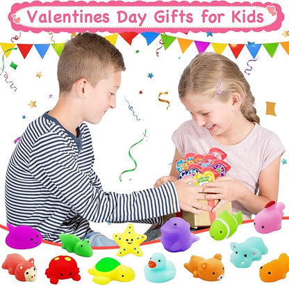 28 Pack Mochi Squishes Valentines Day Gifts for Kids Classroom, Valentines Day Cards for Kids School, Valentines for Class Valentines Exchange Cards Party Favors Classroom Exchange Gift Set