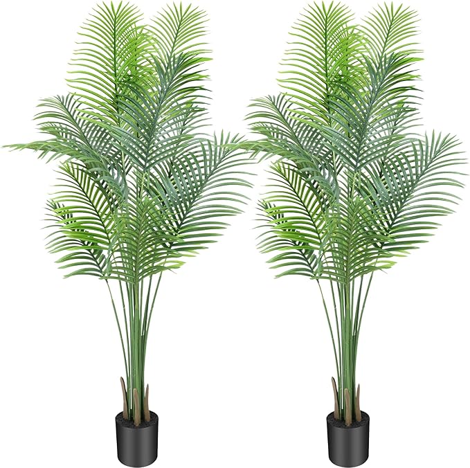 ANTING 7FT 2Pack Areca Palm Artificial Plants - Large Fake Plant for Home Decor - Tall Silk Plants Indoor - Lifelike Greenery for Any Room