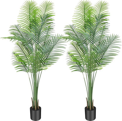 ANTING 7FT 2Pack Areca Palm Artificial Plants - Large Fake Plant for Home Decor - Tall Silk Plants Indoor - Lifelike Greenery for Any Room
