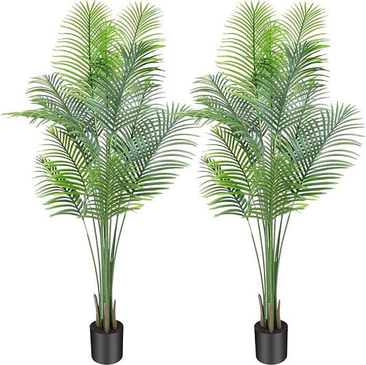 ANTING 7FT 2Pack Areca Palm Artificial Plants - Large Fake Plant for Home Decor - Tall Silk Plants Indoor - Lifelike Greenery for Any Room