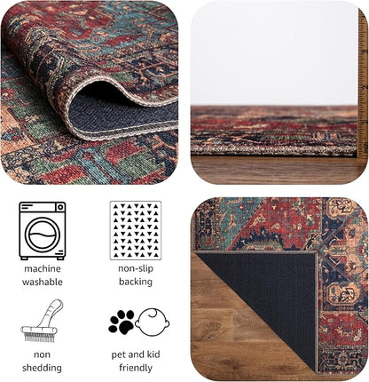 Keen Home Design 3x5 Rug - Machine Washable Entry Rug with Non-Slip Backing, Ideal for Enteryway, Kitchen, Bathroom, Laundry Room - Vintage, Easy Clean, Durable, Low Pile Rug - (3' x 5')
