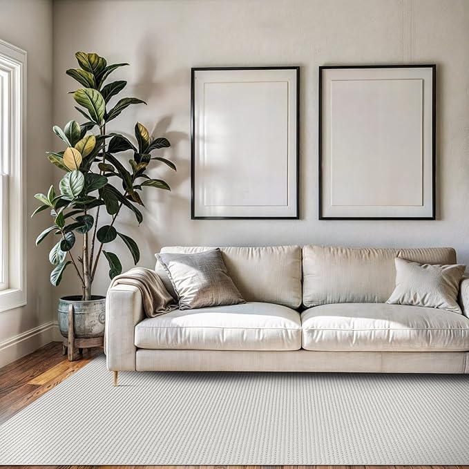 Beverly Rug Micro Loop Large Area Rug White 10x14 Modern Luxury Trellis Geometric Durable Indoor Area Rugs for Living Dining Room Office Stain Resistant Non Shedding Casual Indoor Carpet White 10x14