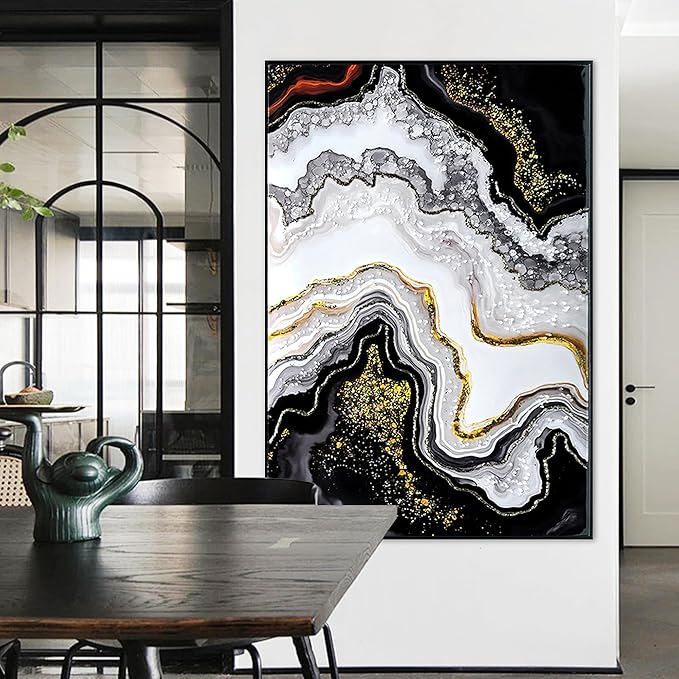 YPGEAME Bedroom Wall Decor, Marble Texture Wall Art, Metallic Gloss Finish, for Bedroom, Living Room, Bathroom, and Office Decor, 28×40 in