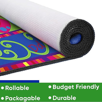 Learning On The Fly Classroom Rug, 7'6" x 12', Multicolored, Educational Classroom Rug, Kids Learning Play Mat | Area Rug for Bedroom or Playroom