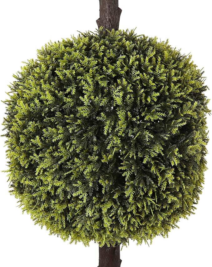 Bornbridge Artificial Yellow Cypress Topiary Ball Tree - Yellow Cypress 4' Ball Tree - Indoor/Outdoor Topiary Trees - Artificial Outdoor Plants - Lifelike Plant (2 Pack)
