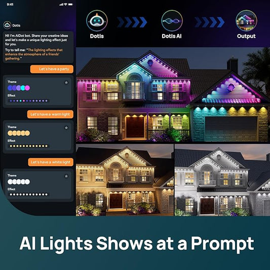 Linkind Permanent Outdoor Lights HP5,Smart AI RGBTW 100ft Christmas Lights, 85 Scenes Modes for Daily Holiday Halloween Decorations,IP67 Waterproof, Works with Alexa,Google Assistant
