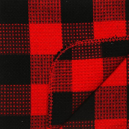 Waffle Weave Plaid Dish Cloths, 100% Cotton - 12 x 12 Inches, Ultra Soft Absorbent Quick Drying Dish Towels Buffalo Check Dish Rags for Kitchen, 8 Pack - Fall Thanksgiving - Red & Black