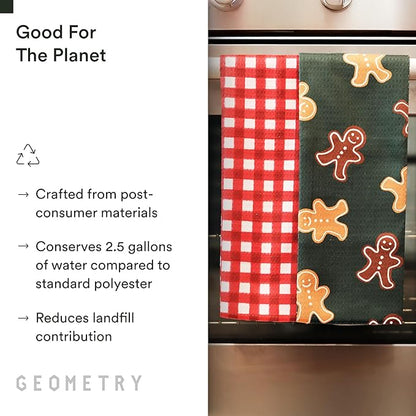GEOMETRY Bar Towels for Kitchen Premium Towels for Cleaning Dishes & Glassware - Absorbent & Fast Drying Kitchen Towels - Merry Green, 12" x 14" - 1-Piece