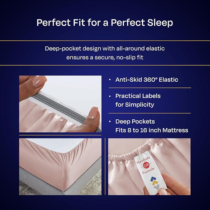 California Design Den Thick and Natural 100% Cotton Sheets Queen Size Bed Set - Luxury 1000 Thread Count Sateen, Deep Pocket Sheet Set, Soft, Breathable and Durable Bedding - Sepia Rose