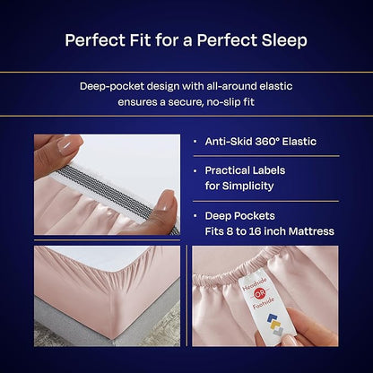 California Design Den Thick and Natural 100% Cotton Sheets Queen Size Bed Set - Luxury 1000 Thread Count Sateen, Deep Pocket Sheet Set, Soft, Breathable and Durable Bedding - Sepia Rose