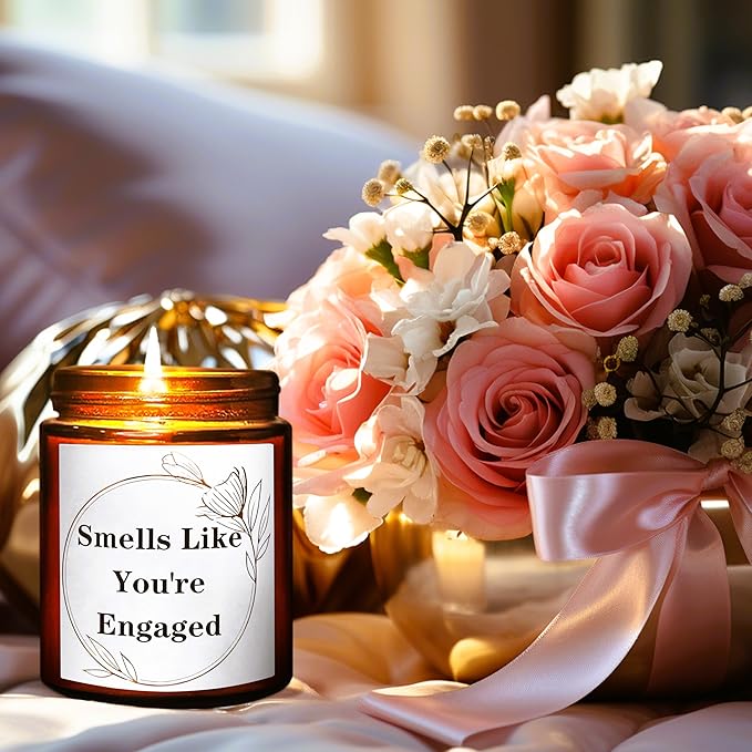 You're Engaged Candle - Engagement, Bridal Shower Gifts for Her - Relaxing Candles for Women Stress Relief - Best Gift for Newly Engaged Couples - Lavender Vanilla Soy Scented Jar Candle