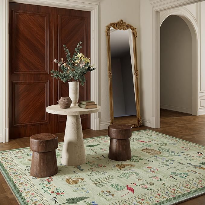 5x7 Area Rugs for Living Room: Washable Rug for Bedroom Vintage Rugs Stain Resistant Non Slip Low Pile Soft Lightweight Indoor Carpet for Kitchen Dining Room Nursery Kids Room Farmhouse